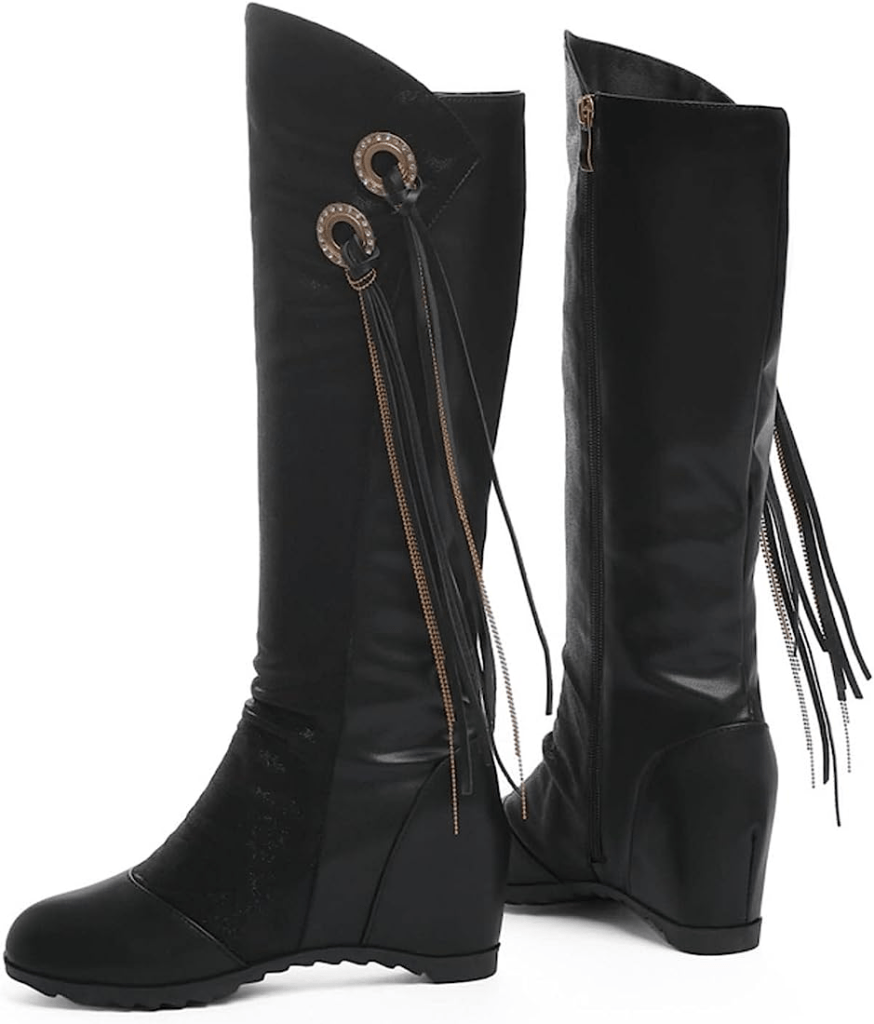 Classic Black Leather Knee-High Boots
