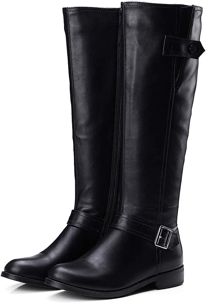 Knee-High Boots with a Rounded Toe